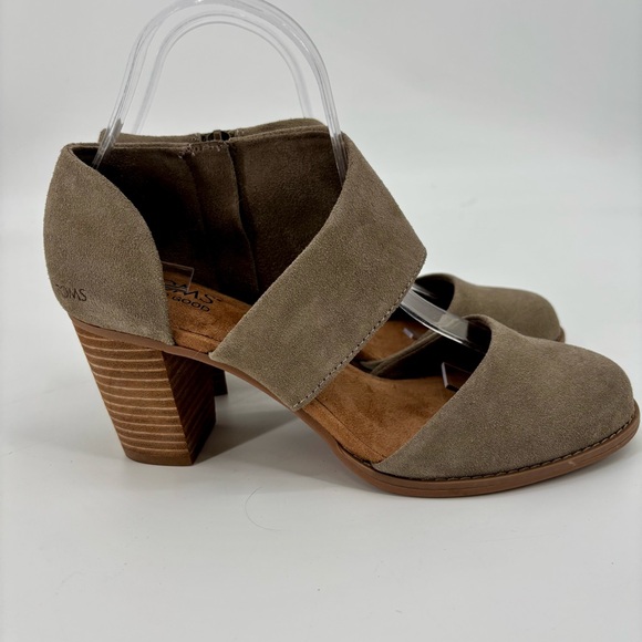TOMS Milan Closed Toe Genuine Suede Stacked Heel Size 8 - Picture 5 of 13